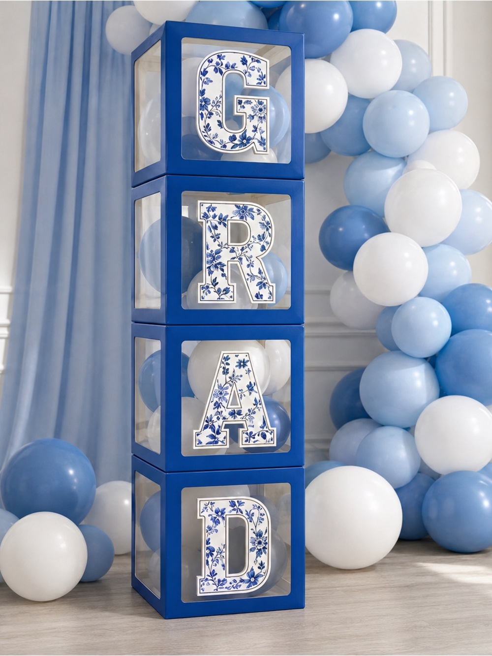 Blue Graduation Party Box Set Chinoiserie GRAD Balloons Optional 2026 New